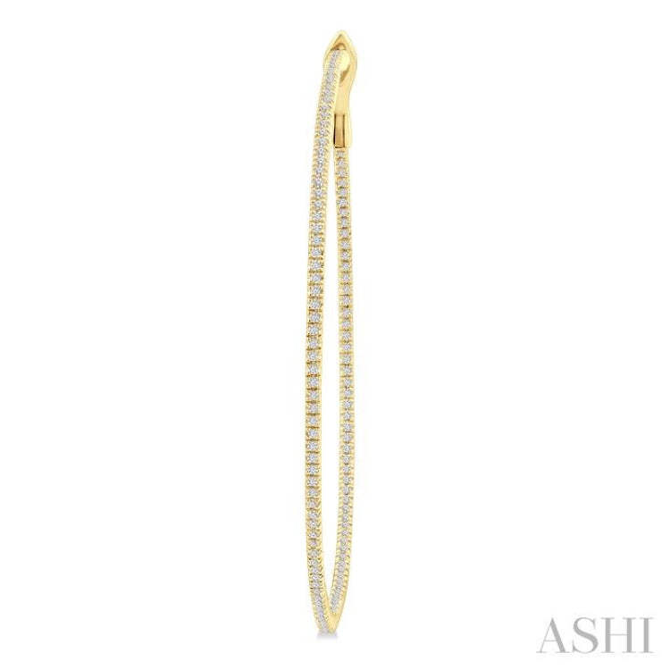 1 Ctw Inside & Outside Round Cut Diamond Hoop Earrings in 14K Yellow Gold