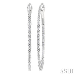 1/2 Ctw Inside & Outside Round Cut Diamond Hoop Earrings in 14K White Gold