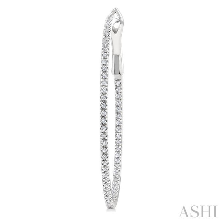 1/2 Ctw Inside & Outside Round Cut Diamond Hoop Earrings in 14K White Gold
