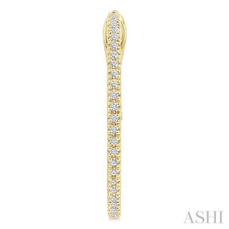 1/4 Ctw Inside & Outside Round Cut Diamond Hoop Earrings in 14K Yellow Gold