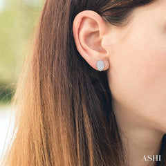 1/5 Ctw Petite Oval Shape Round Cut Diamond Cluster Fashion Stud Earrings in 10K White Gold