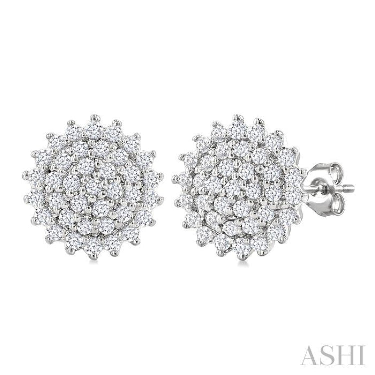 1/5 Ctw Petite Round Shape Round Cut Diamond Cluster Fashion Stud Earrings in 10K White Gold