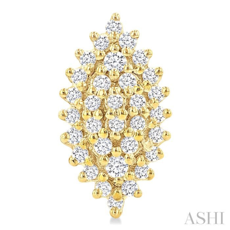 1/5 Ctw Petite Marquise Shape Round Cut Diamond Cluster Fashion Stud Earrings in 10K Yellow Gold
