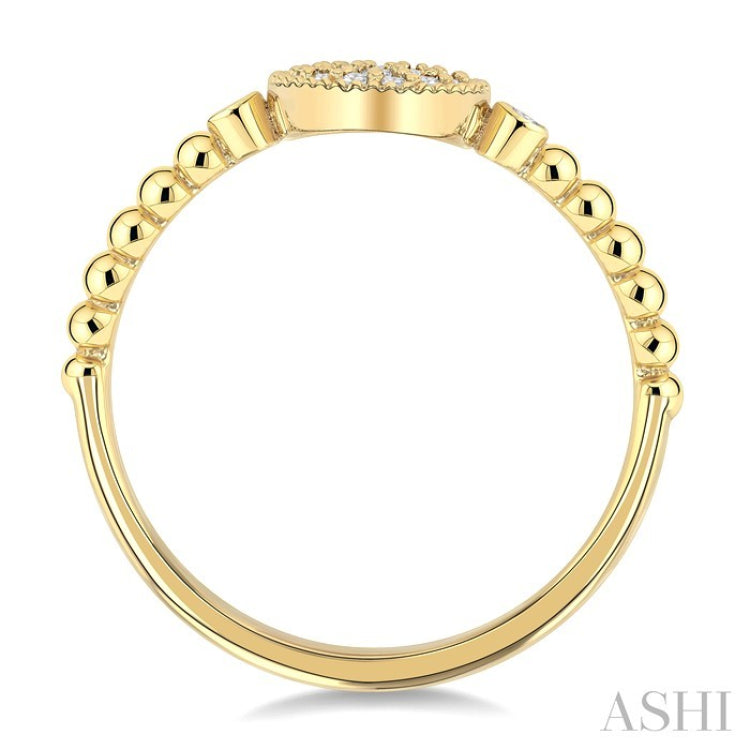 1/8 Ctw Petite Bead Shank Circular Center Round Cut Bead Bijoux Diamond Fashion Ring in 10K Yellow Gold