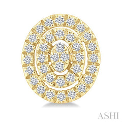 1/5 Ctw Double Halo Oval Shape Petite Round Cut Diamond Fashion Stud Earrings in 10K Yellow Gold