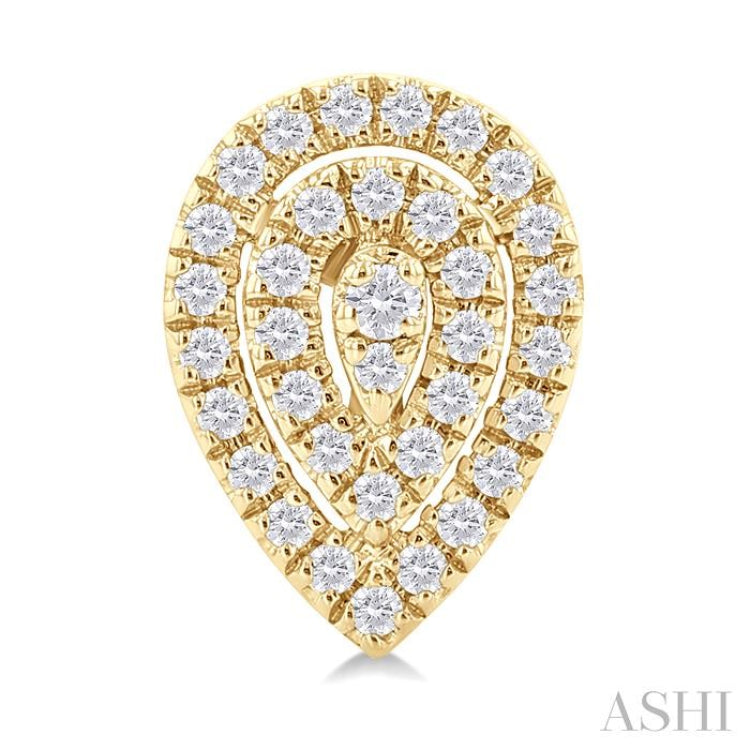 1/5 Ctw Double Halo Pear Shape Petite Round Cut Diamond Fashion Stud Earrings in 10K Yellow Gold
