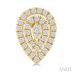 1/5 Ctw Double Halo Pear Shape Petite Round Cut Diamond Fashion Stud Earrings in 10K Yellow Gold