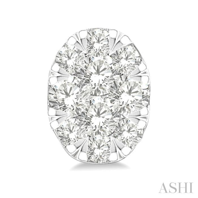1/6 Ctw Lovebright Petite Oval Shape Round Cut Diamond Fashion Stud Earrings in 10K Yellow and White Gold