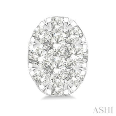 1/6 Ctw Lovebright Petite Oval Shape Round Cut Diamond Fashion Stud Earrings in 10K Yellow and White Gold