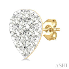 1/6 Ctw Lovebright Petite Pear Shape Round Cut Diamond Fashion Stud Earrings in 10K Yellow Gold