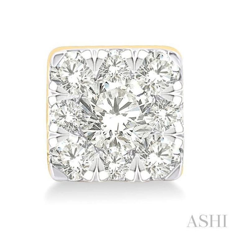1/6 Ctw Lovebright Petite Square Shape Round Cut Diamond Fashion Stud Earrings in 10K Yellow Gold