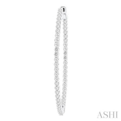 2 ctw Inside & Outside Round Cut Diamond Hoop Earrings in 14K White Gold