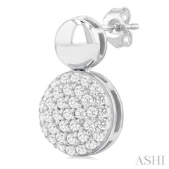 1/3 Ctw Circular Mount Pave Set Round Cut Diamond Fashion Earrings in 10K White Gold