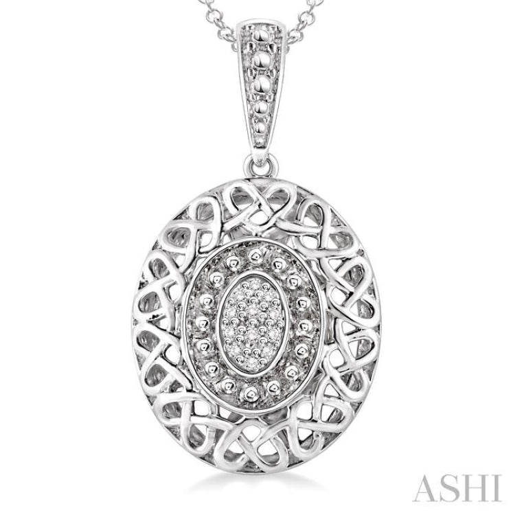 1/20 Ctw Round Cut Diamond Fashion Pendant in Sterling Silver with Chain