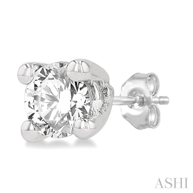 1/20 Ctw Round Cut Diamond Stud Earrings in 14K White Gold