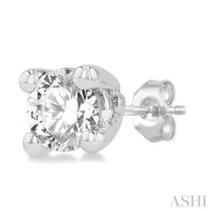 1/20 Ctw Round Cut Diamond Stud Earrings in 14K White Gold