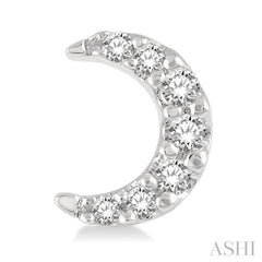1/10 Ctw Star & Crescent Mix Round Cut Diamond Petite Fashion Earrings in 10K White Gold