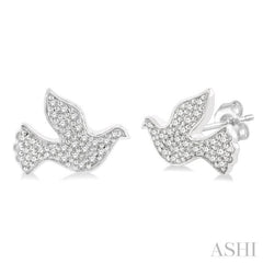 1/6 Ctw Petite Dove Round Cut Diamond Fashion Stud Earrings in 10K White Gold