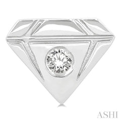 1/50 ctw Petite Diamond Shape Round Cut Diamond Fashion Stud Earring in 10K White Gold