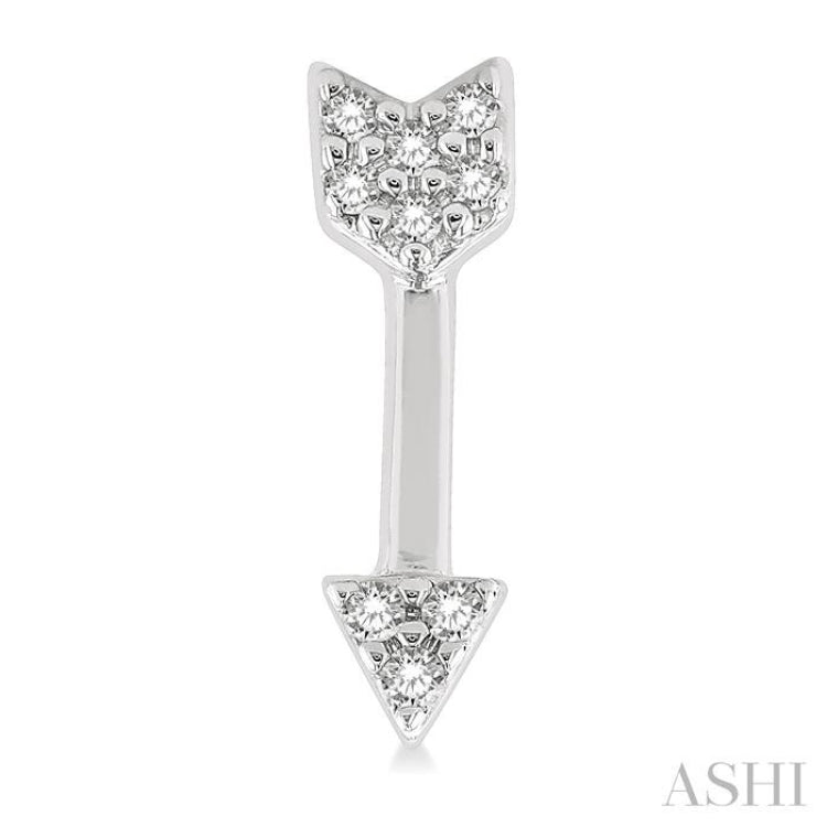 1/20 Ctw Petite Arrow Round Cut Diamond Fashion Stud Earrings in 10K White Gold