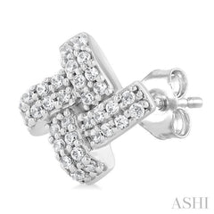 1/5 Ctw Petite Pinwheel Round Cut Diamond Fashion Stud Earrings in 10K White Gold