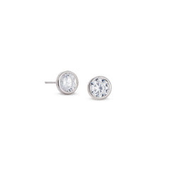 Platinum finish sterling silver martini set 6mm simulated diamond earrings