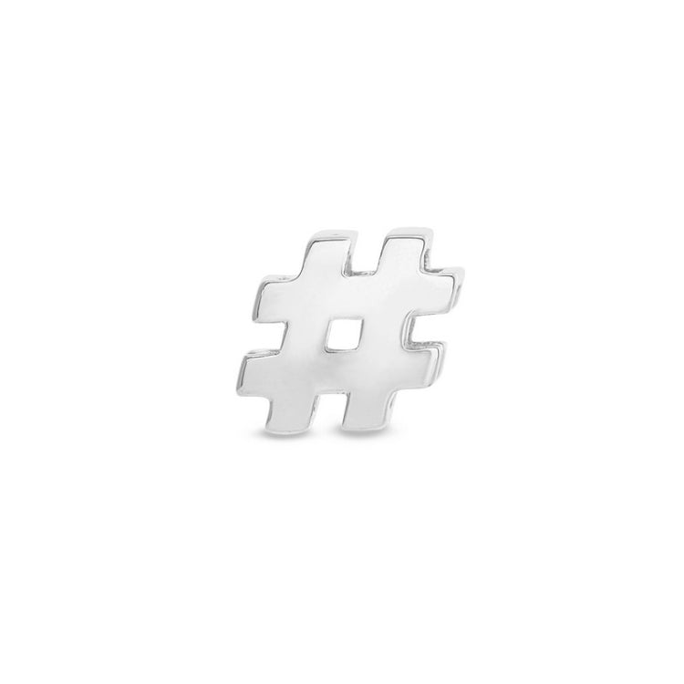 Platinum finish sterling silver # sign charm