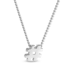Platinum finish sterling silver # sign pendant on 18 chain
