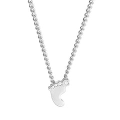 Platinum finish sterling silver baby footprint pendant on 18" chain