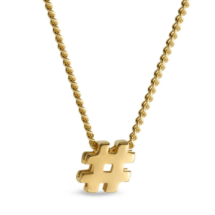 Gold finish finish sterling silver # sign pendant on 18 chain