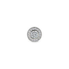 Platinum Finish Sterling Silver Micropave Round Simulated Diamond/April Birthstone Charm with Simulated Diamonds for BL2300B