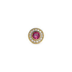 Gold Finish Finish Sterling Silver Micropave Round Simulated Ruby/July Birthstone Charm with Simulated Diamonds for BL2300B