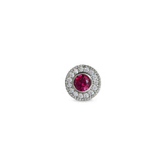 Platinum Finish Sterling Silver Micropave Round Simulated Ruby/July Birthstone Charm with Simulated Diamonds for BL2300B