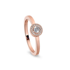 Rose gold finish sterling silver micropave round simulated diamond ring with simulated diamonds size 5