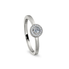 Platinum finish sterling silver micropave round simulated diamond ring with simulated diamonds size 5