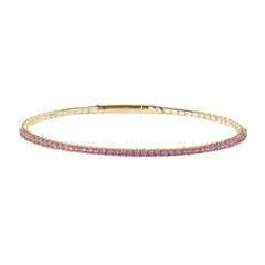 Gold vermeil finish sterling silver single row pink simulated sapphire birthstones