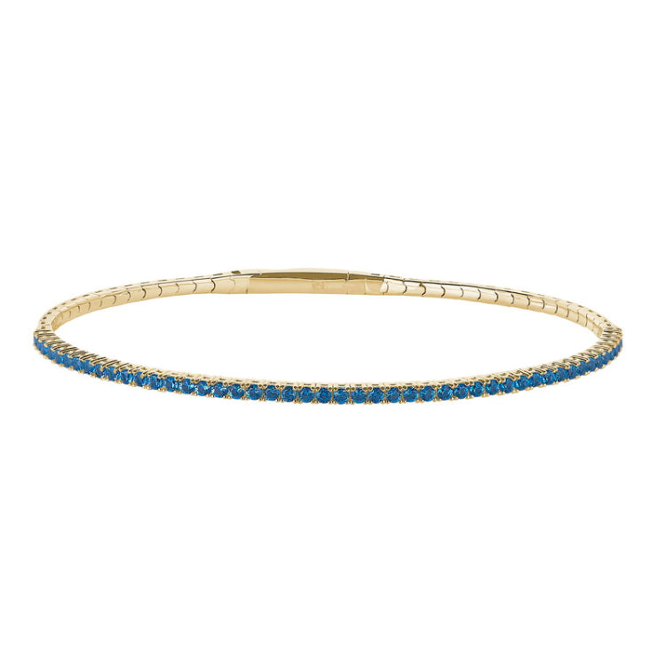 Gold vermeil sterling silver single row simulated blue topaz birthstones