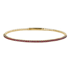 gold vermeil finish sterling silver single row flexible bracelet with 1.75mm simulated garnet birthstones