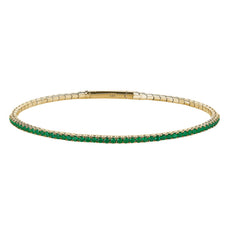Gold vermeil finish sterling silver single row simulated emerald birthstones