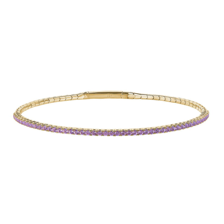 Gold vermeil finish sterling silver single row simulated light amethyst birthstones