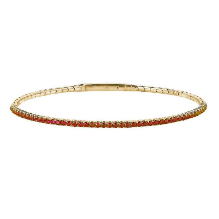 Gold vermeil finish sterling silver single row simulated ruby birthstones