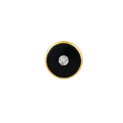 14K Yellow Gold Round Onyx Tie Tack W/.05 Cttw Diamond