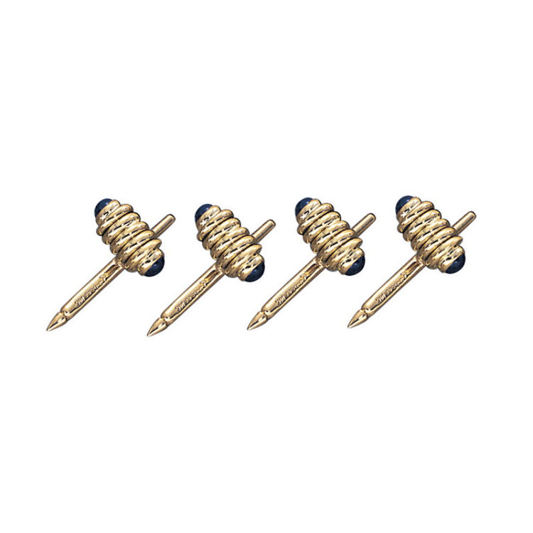 4-pc 14K Yellow Gold Coil Studs with 8 Sapphire Cabochons