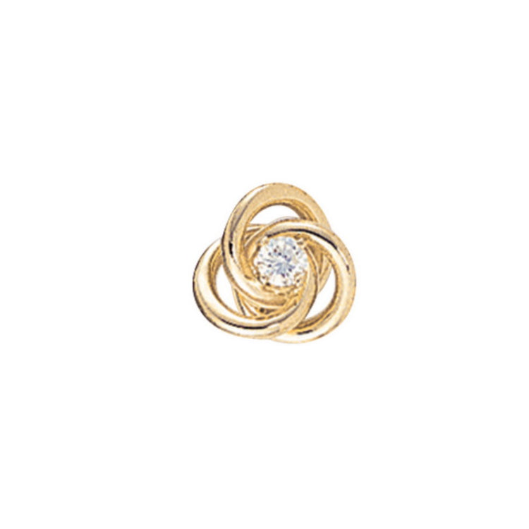 14K Yellow Gold Open Knot Tie Tack W/.15 Cttw Diamonds