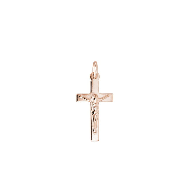 Rose Gold Finish Sterling Silver Cross with Wings Charm With Simulated Diamonds for LL7136B