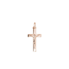 Rose Gold Finish Sterling Silver Cross with Wings Charm With Simulated Diamonds for LL7136B