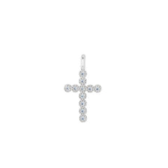 Rhodium Finish Sterling Silver Cross Charm With Simulated Diamonds for LL7136B