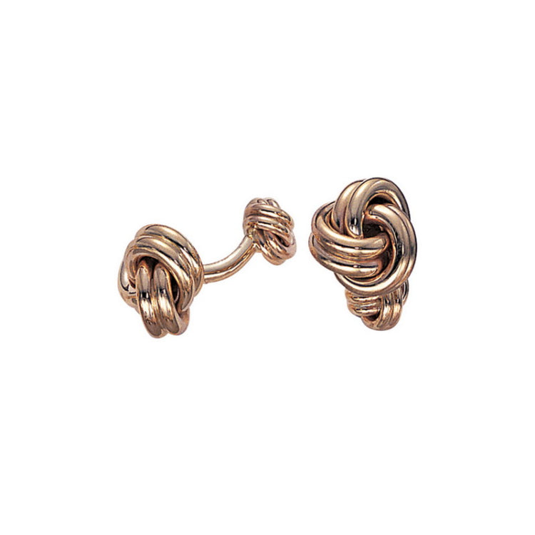 14K Rose Gold Love Knot Cufflinks W/Large & Small Knot