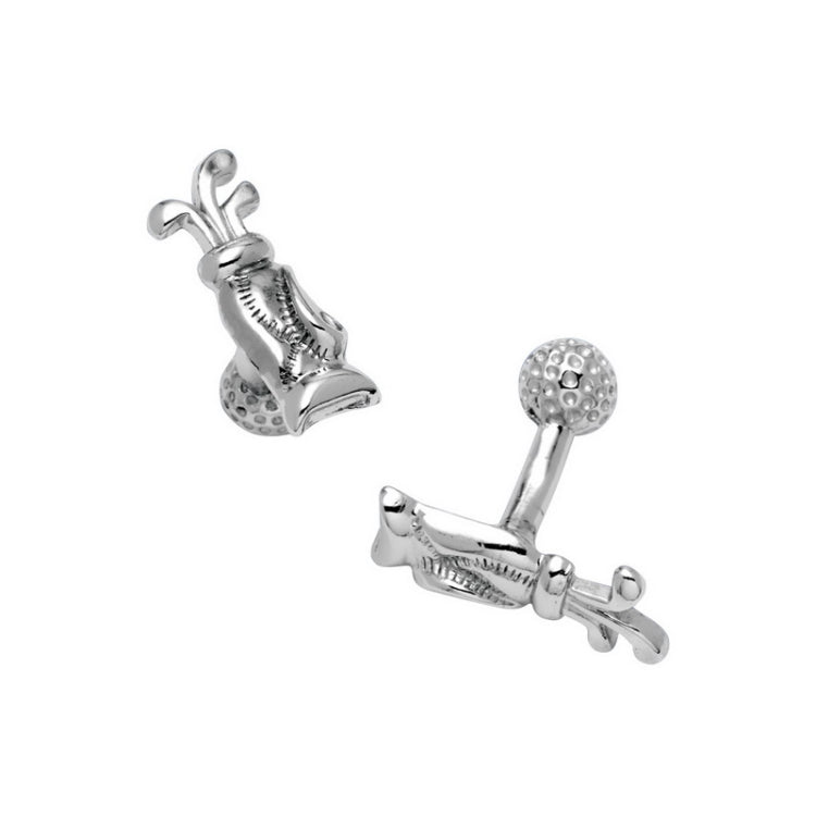 Golf Bag & Ball Sterling Silver Cufflinks