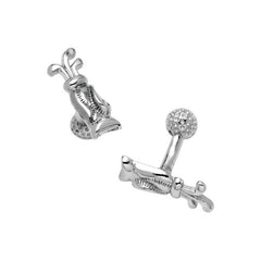 Golf Bag & Ball Sterling Silver Cufflinks